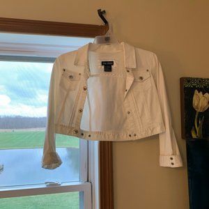 White jean jacket with slight crop